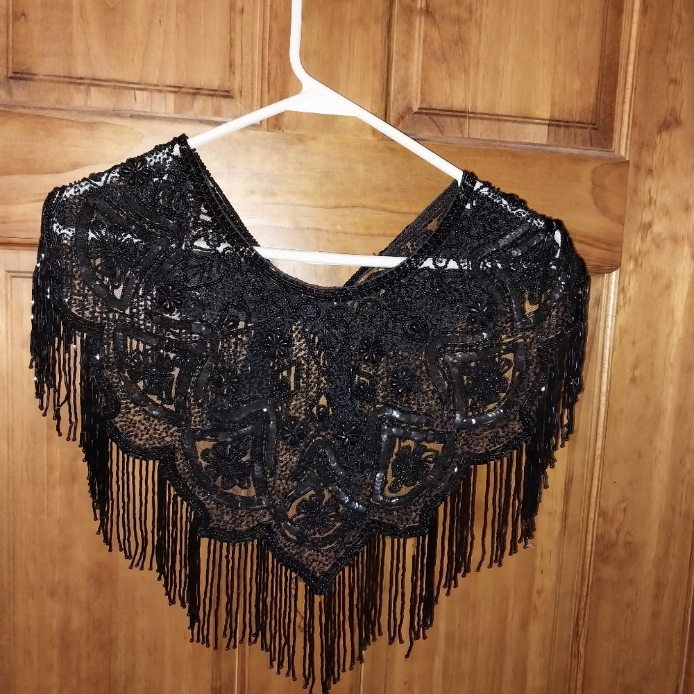 Vintage Silk Beaded Shaw